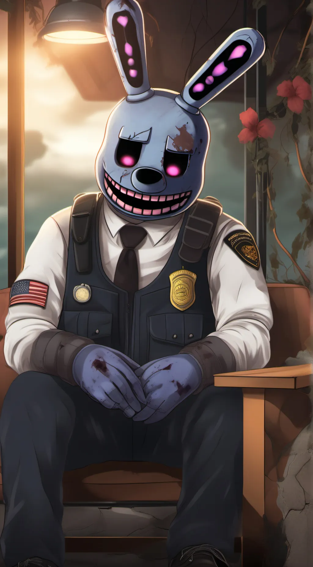 ai character: withered bonnie background