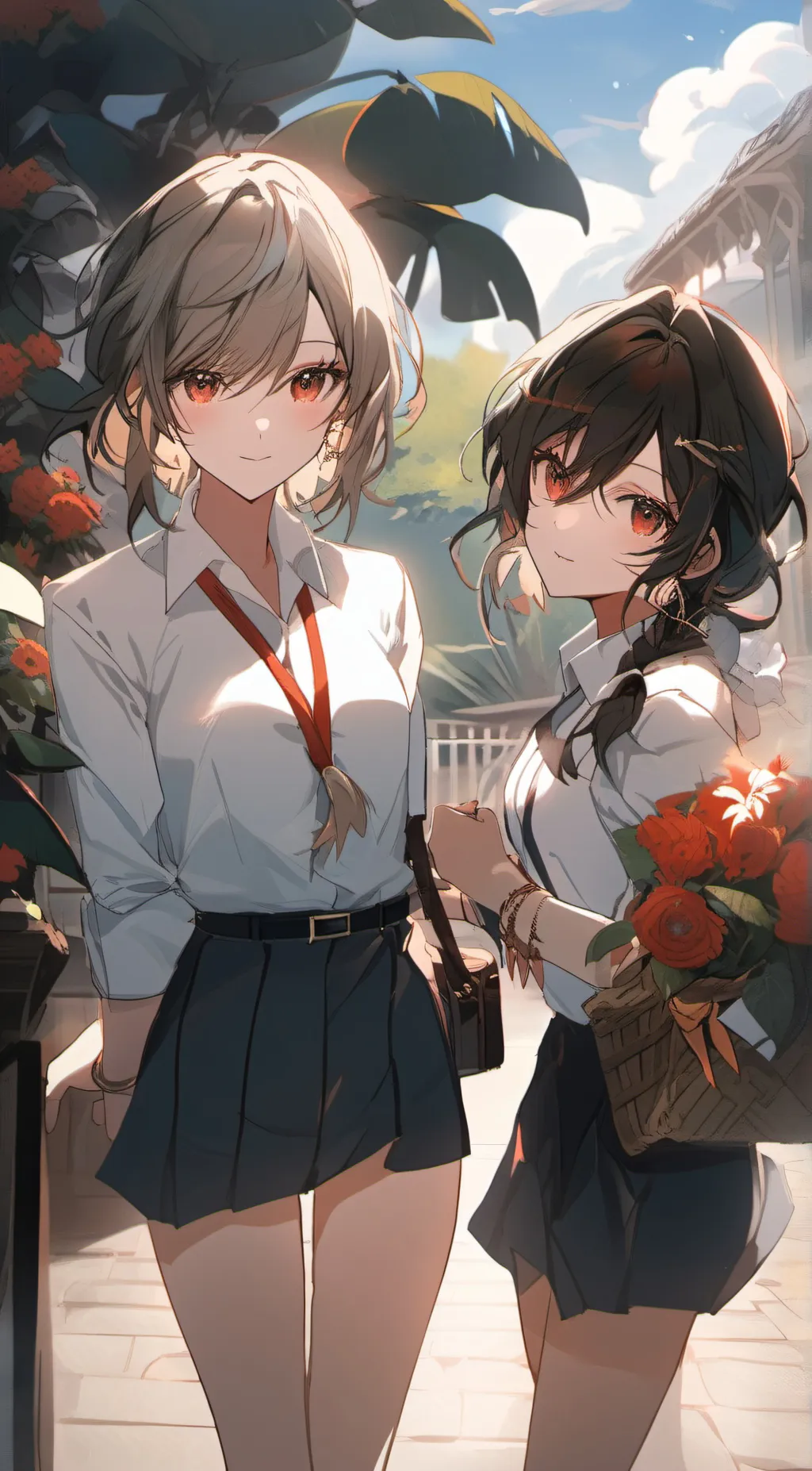 ai character: Fiona and Lina  background