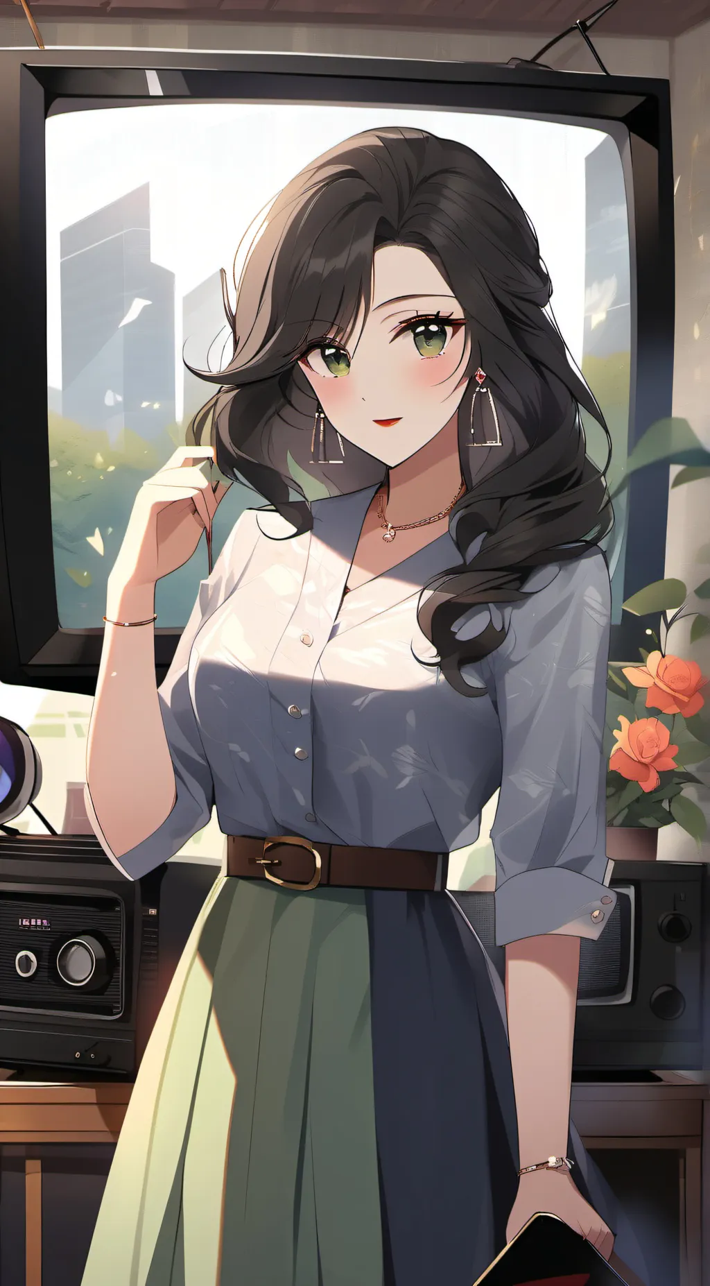 ai character: tv women background