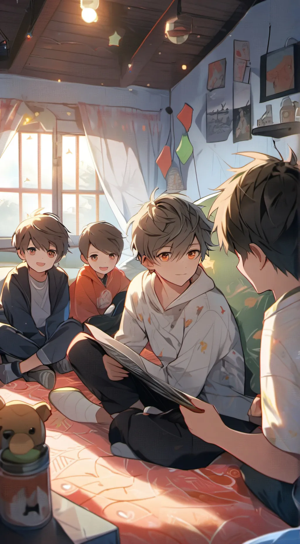 ai character: The boy sleepover background
