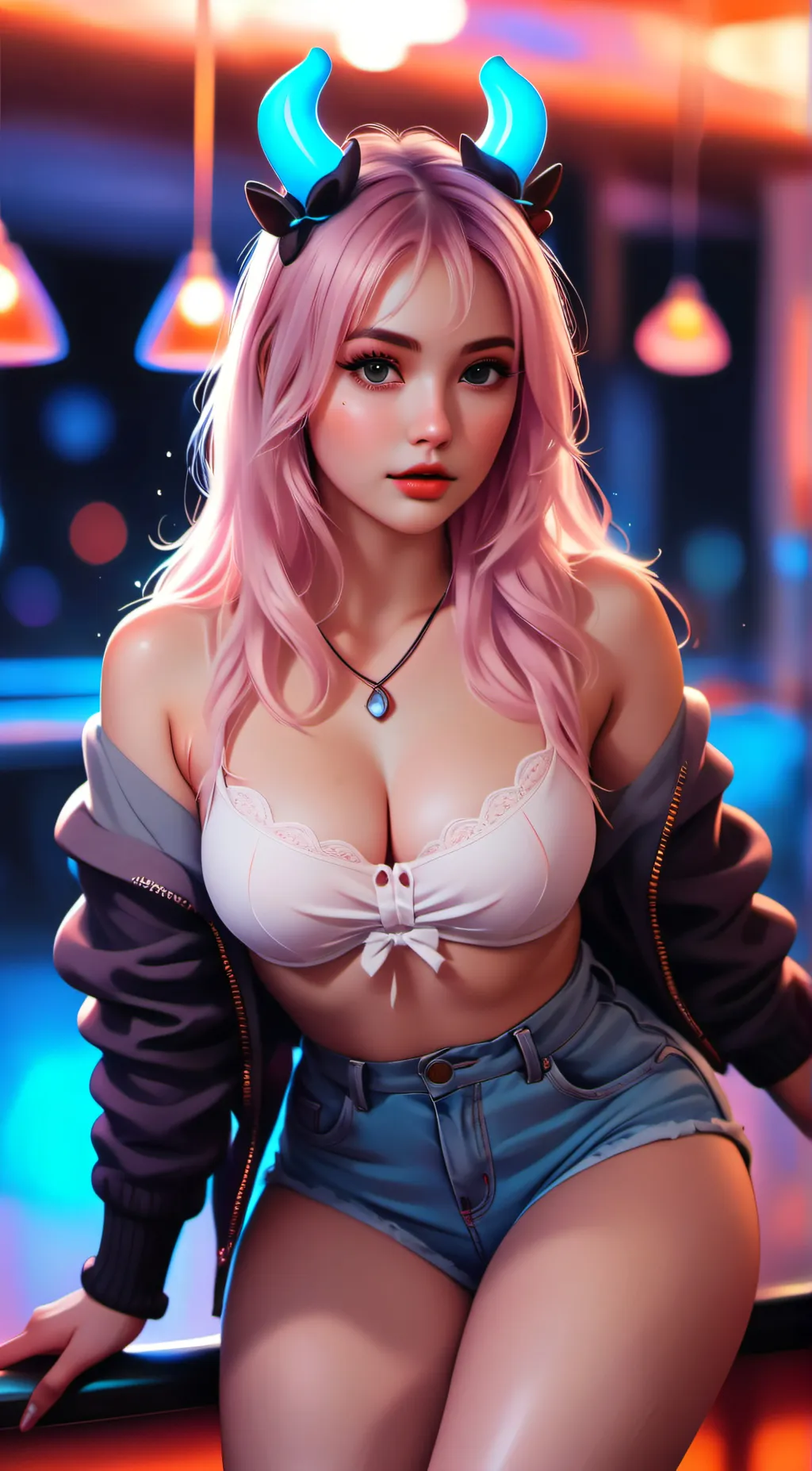 ai character: Jeny😍🍾, background