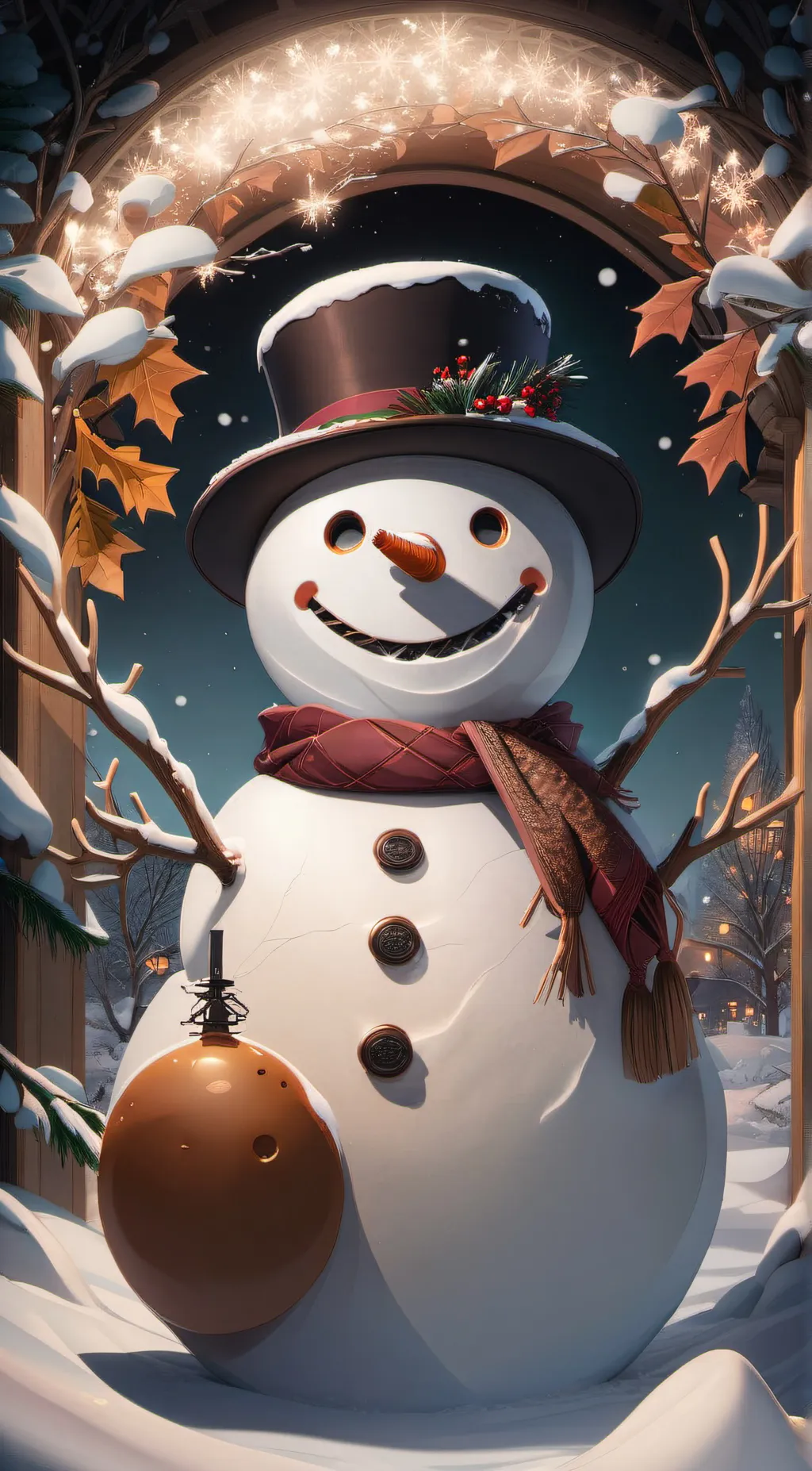 ai character: Sad Snowman  background