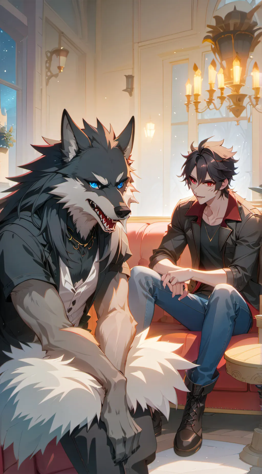 ai character: Joey and Chandler  background