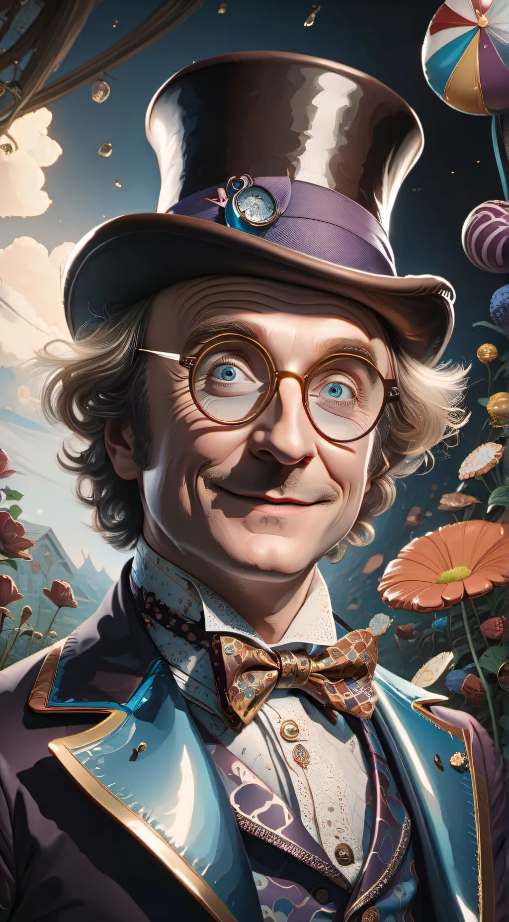 ai character: willie wonka background