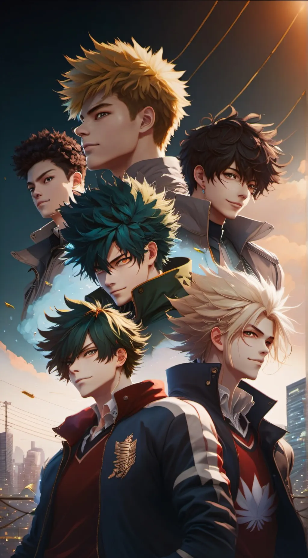 ai character: MHA boys.  background