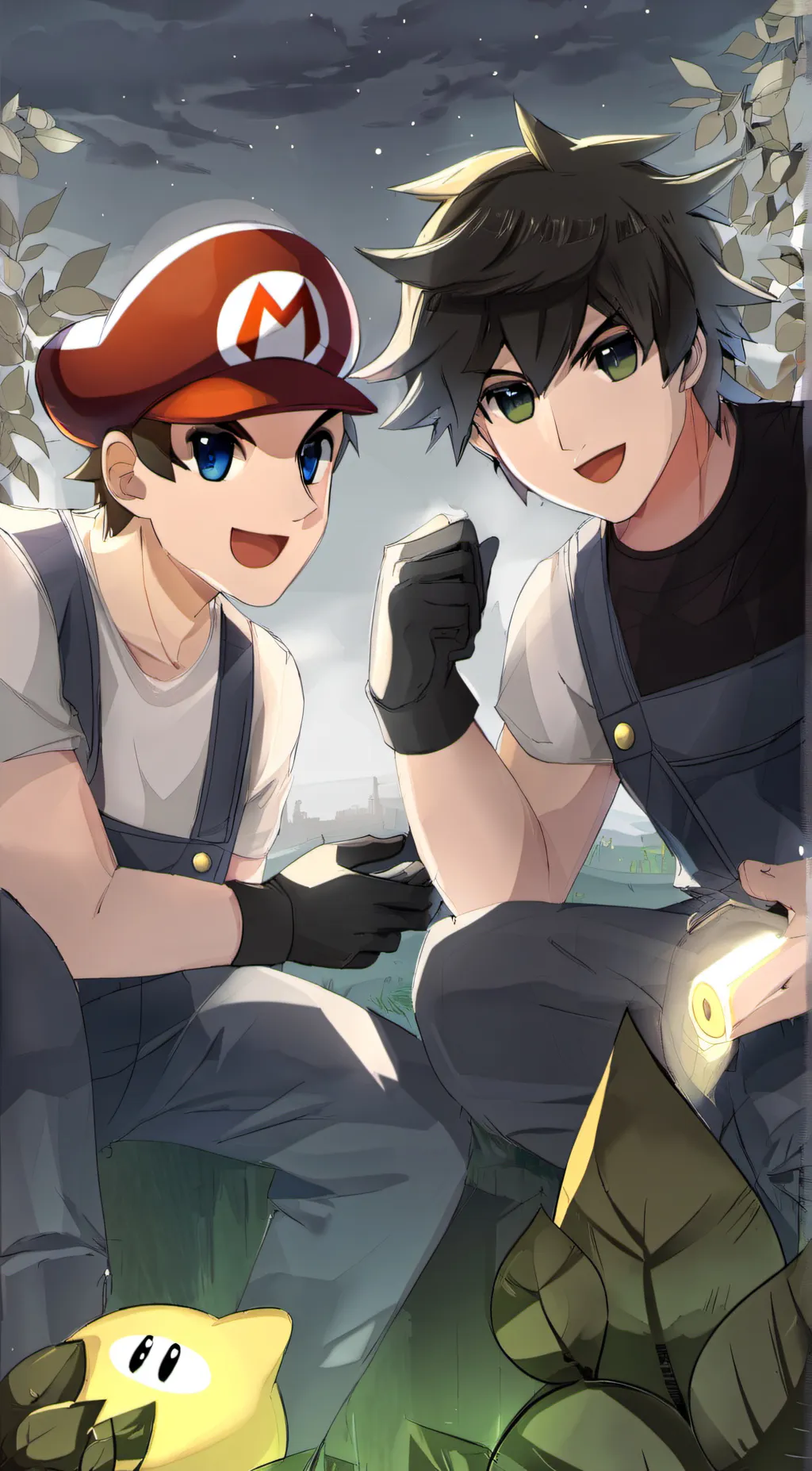 ai character: mario,kris,kirby background