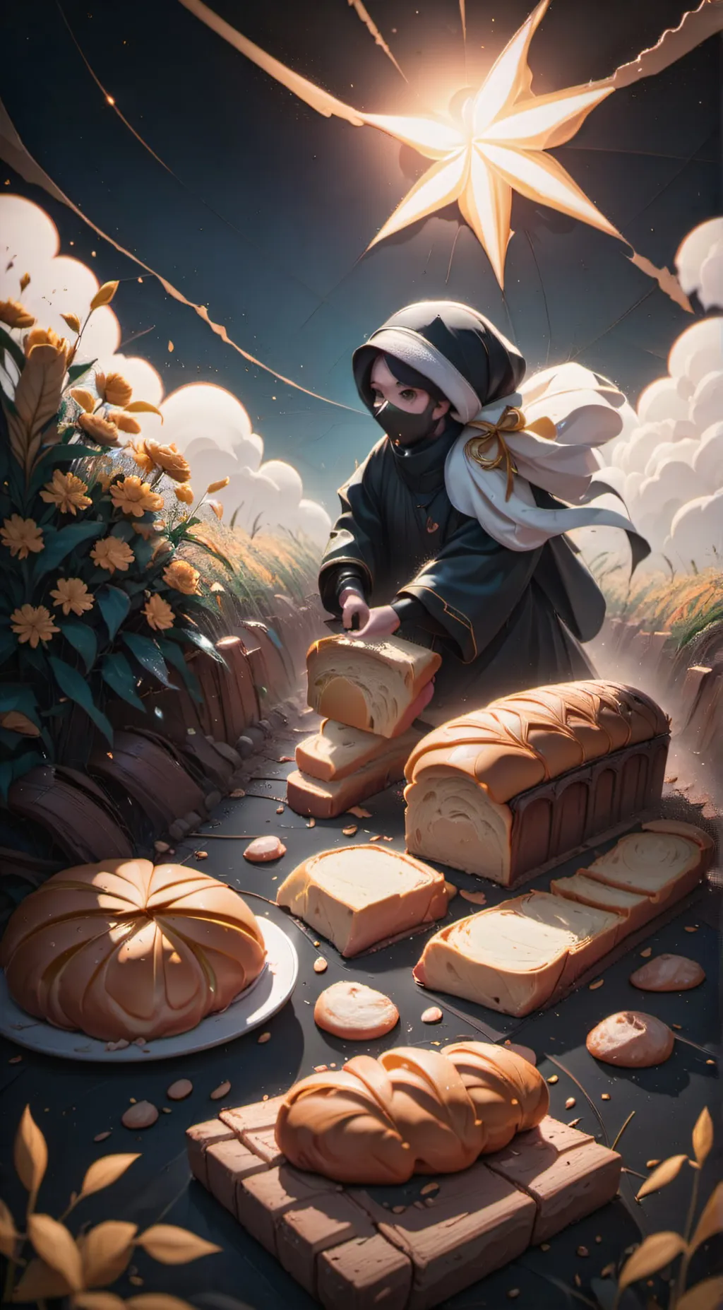 ai character: bread background