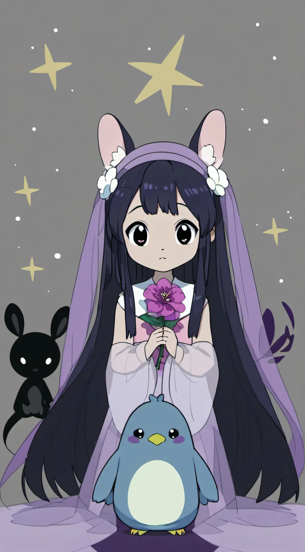 ai character: Violet background