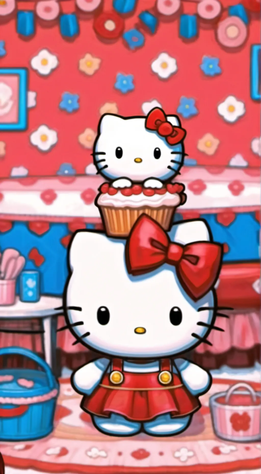 ai character: Hello Kitty background