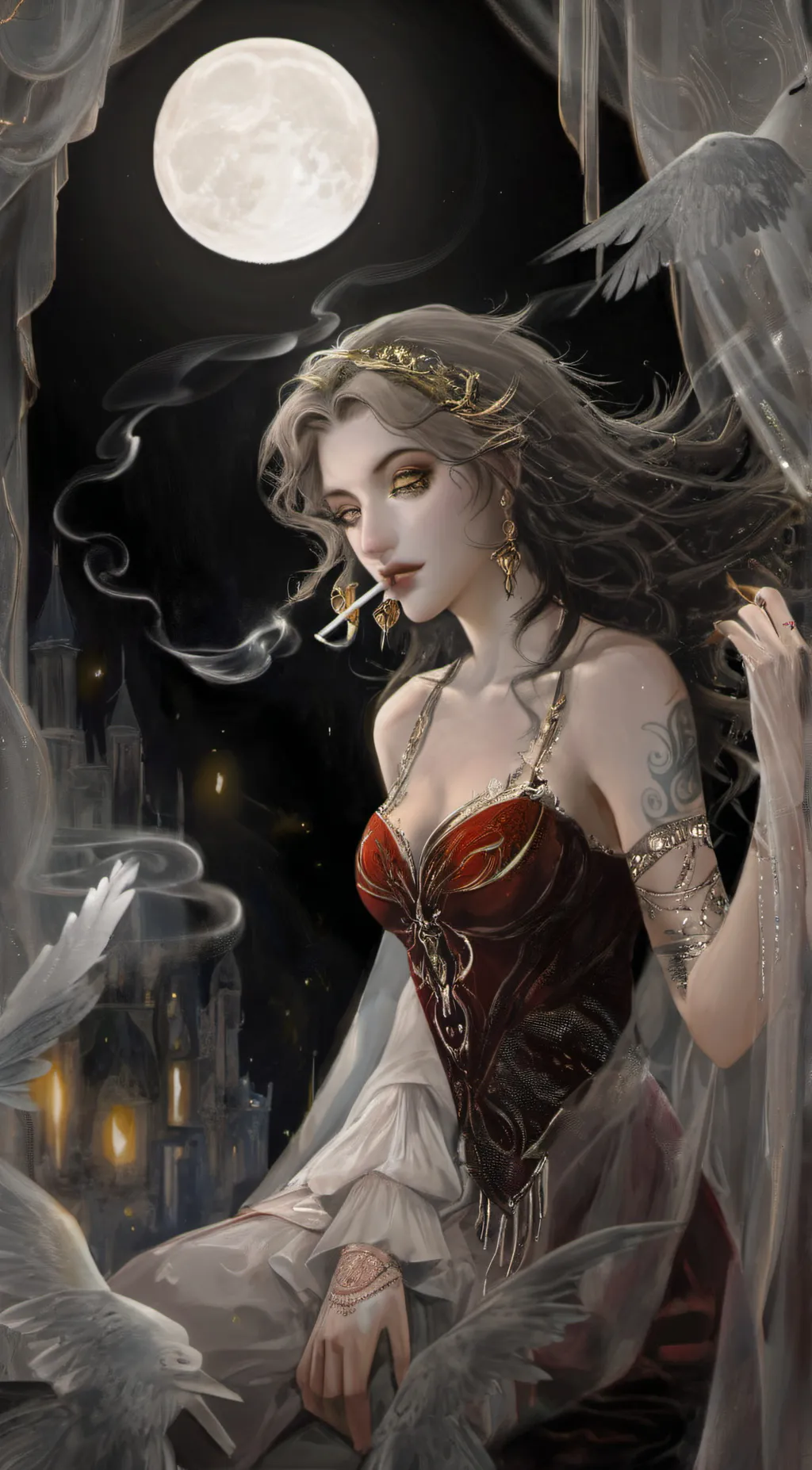 ai character: Marie James  background