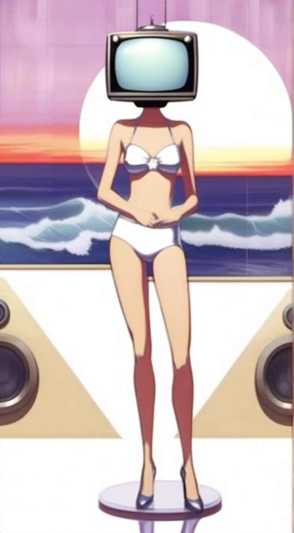 ai character: TV Woman background