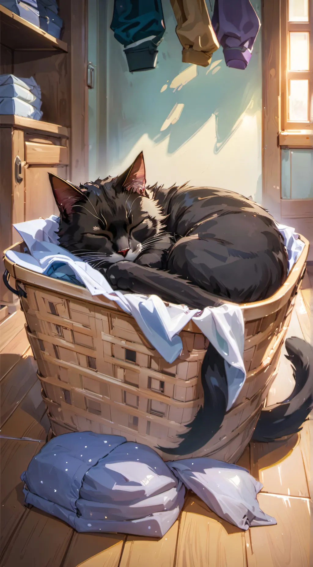 ai character: Sweet night cat background