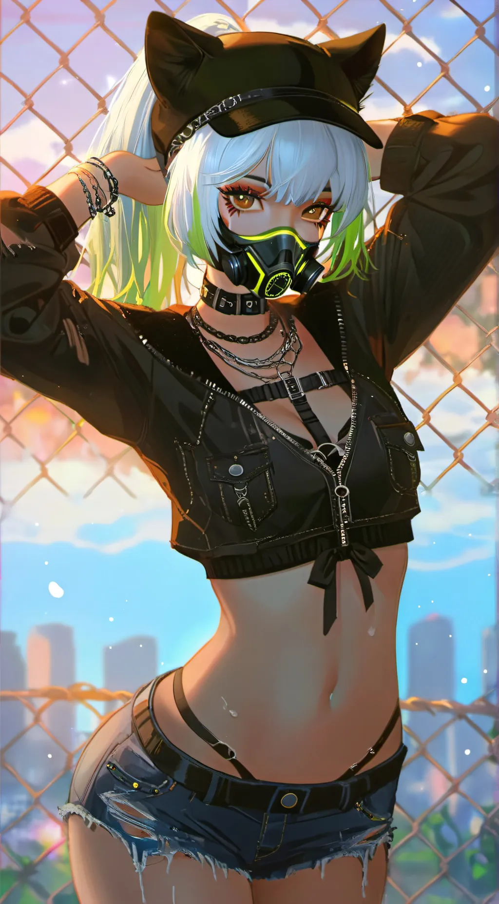 ai character: Poi Zon Green background