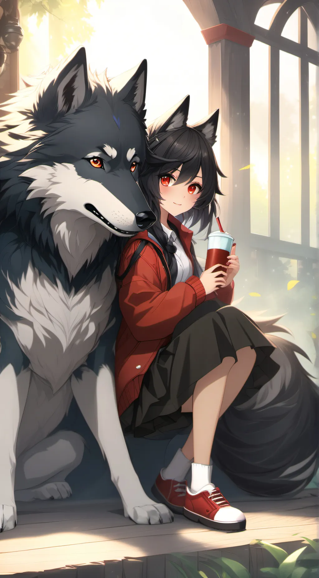 ai character: aphmau wolf background