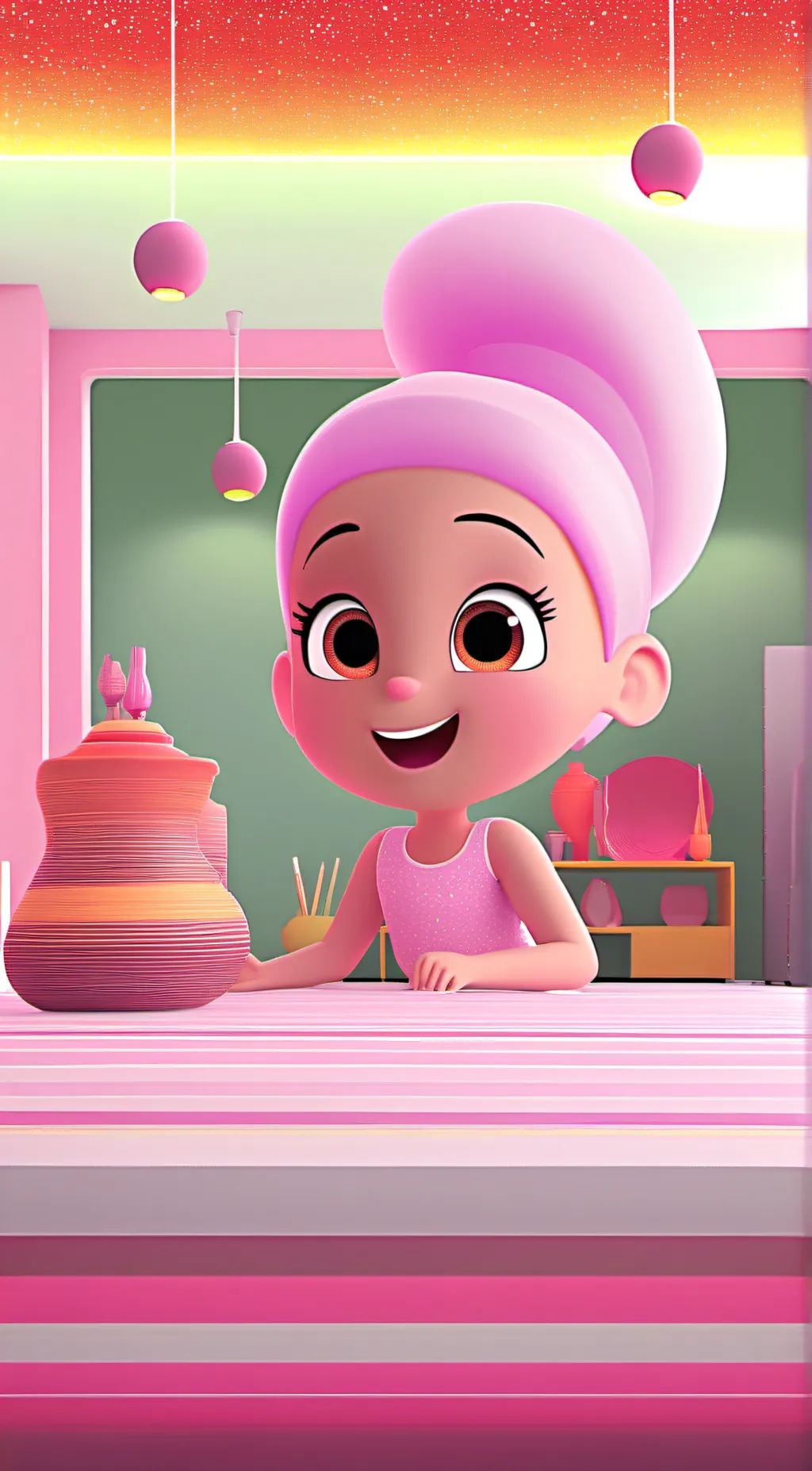 ai character: Pinkfong background