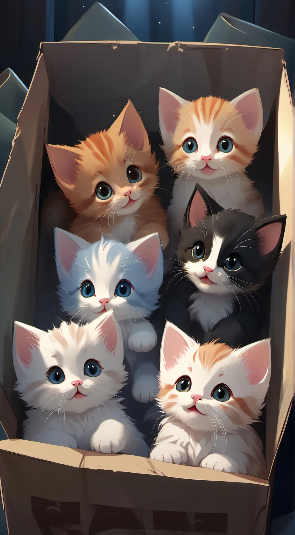 ai character: 5 little kittens background