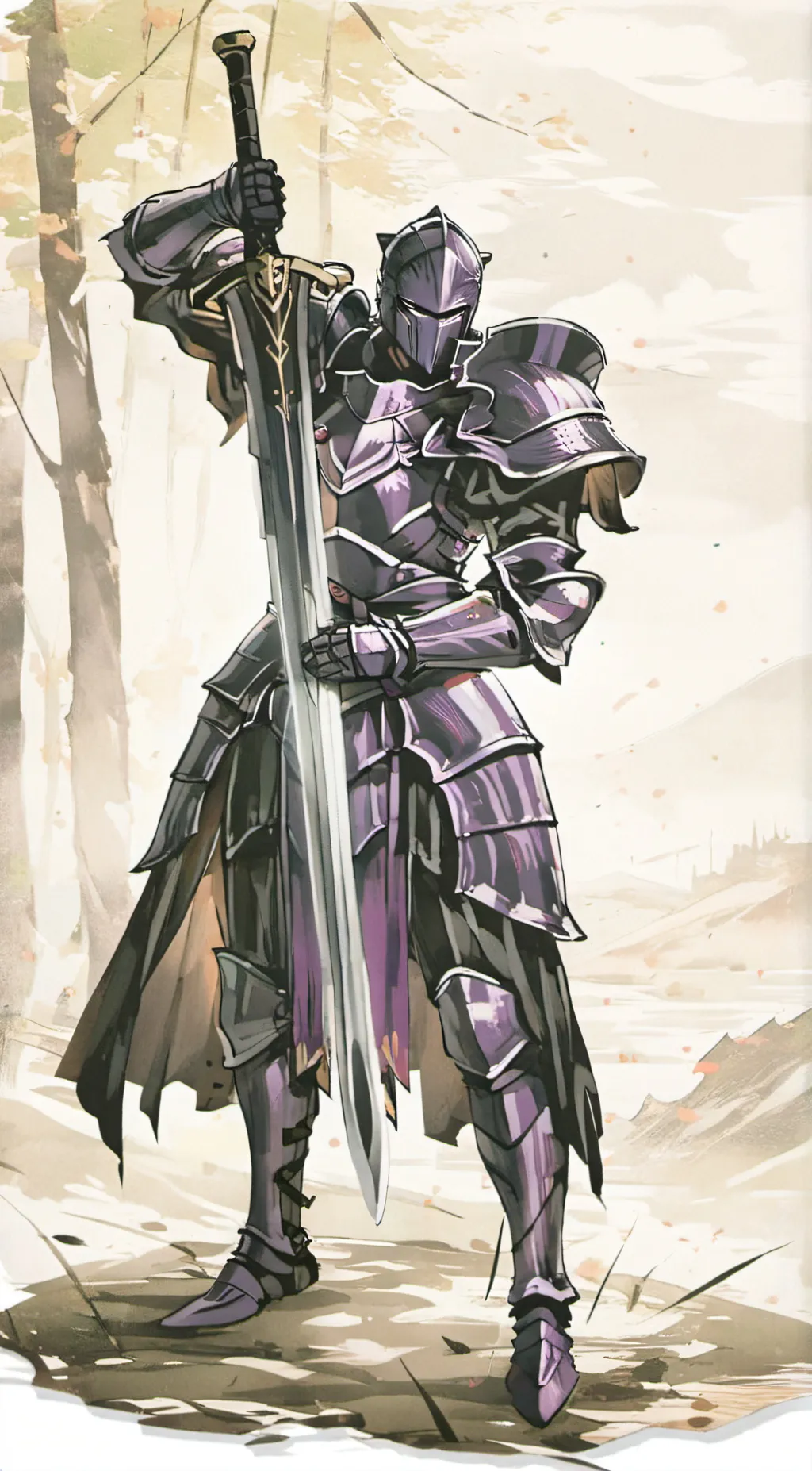ai character: purple knight  background