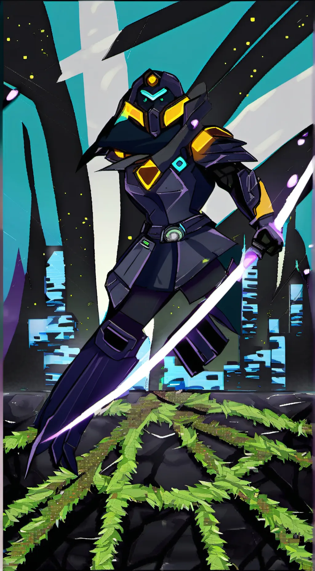 ai character: blue tv background