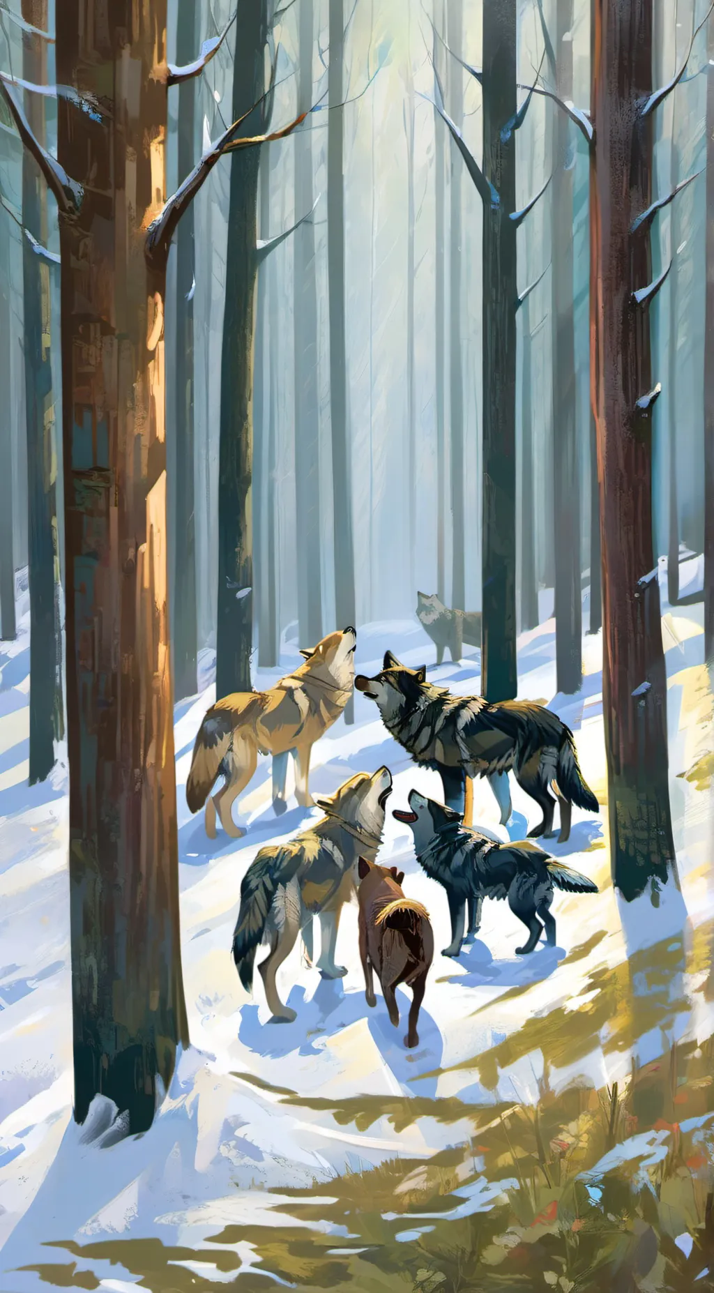 ai character: Magical wolf pack background