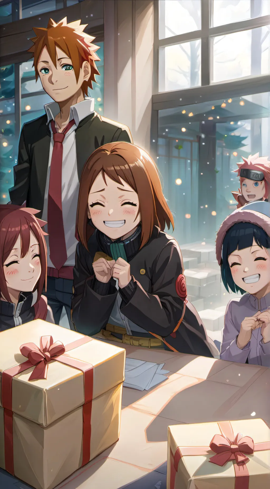 ai character: Mha Christmas background