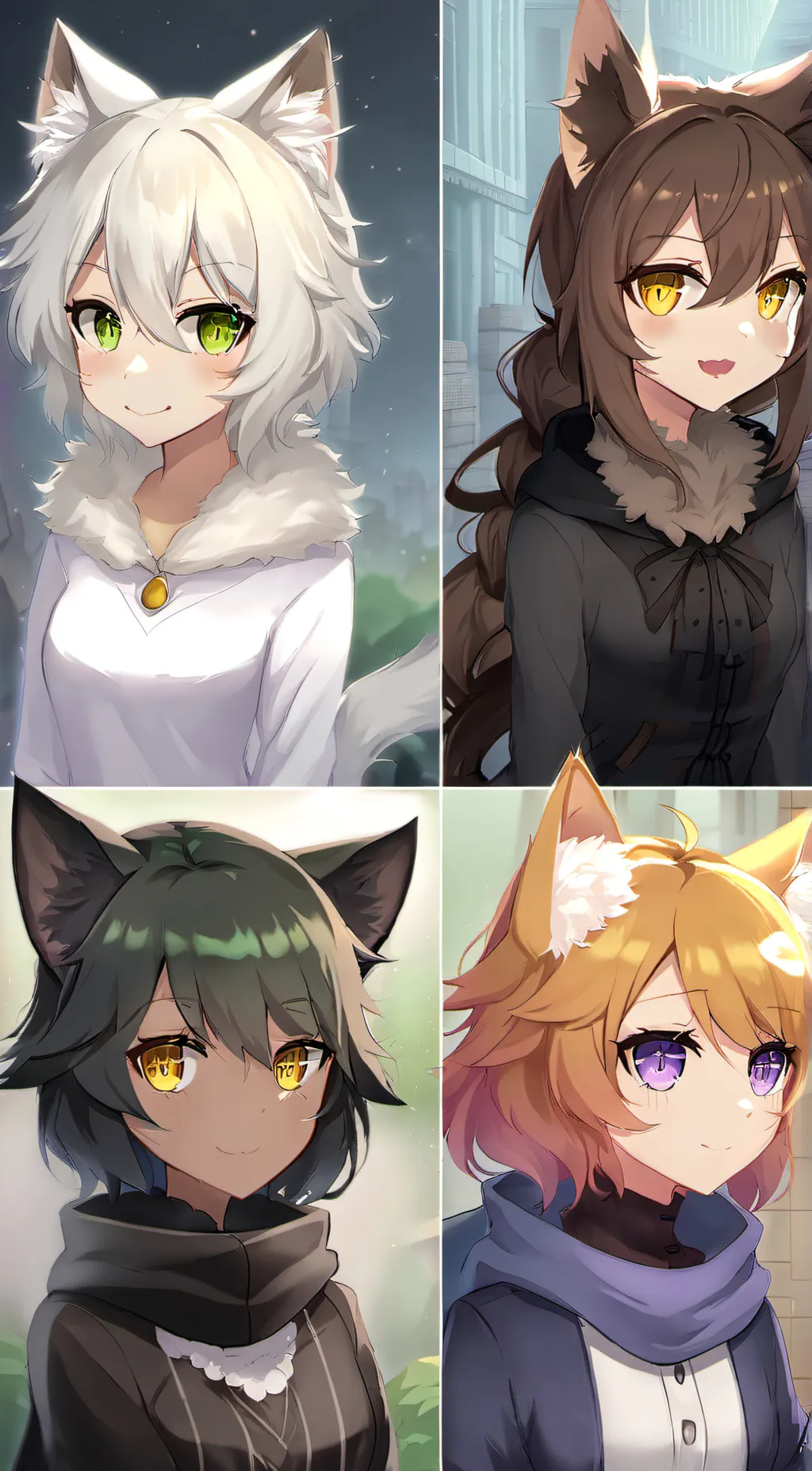 ai character: 4 cat girls background