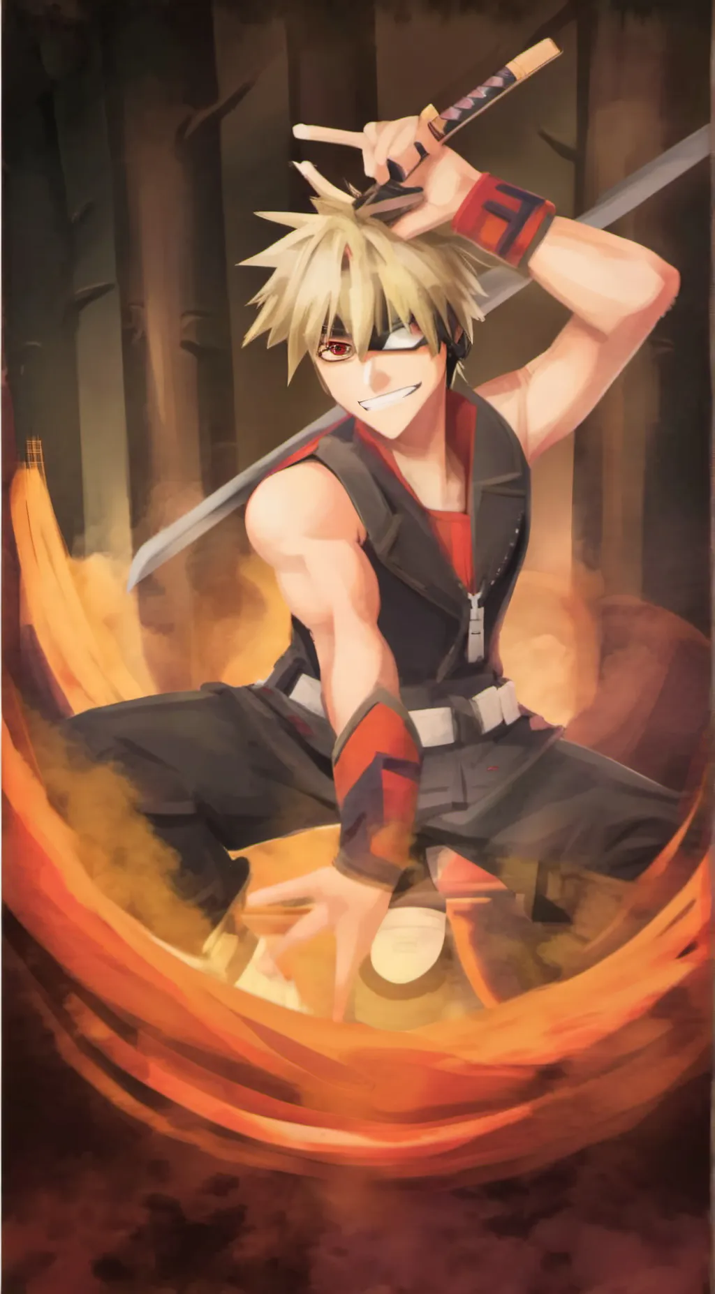 ai character: bakugo  background