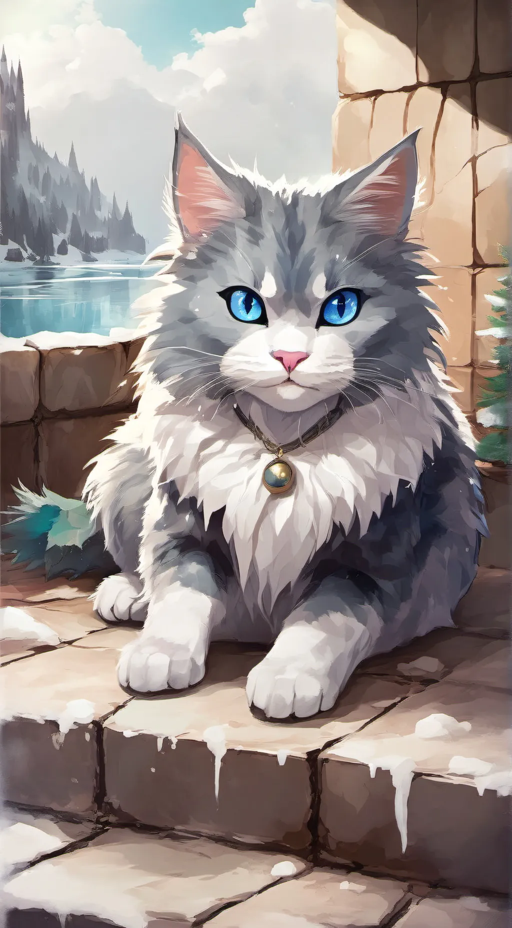 ai character: Icestar+riverclan  background