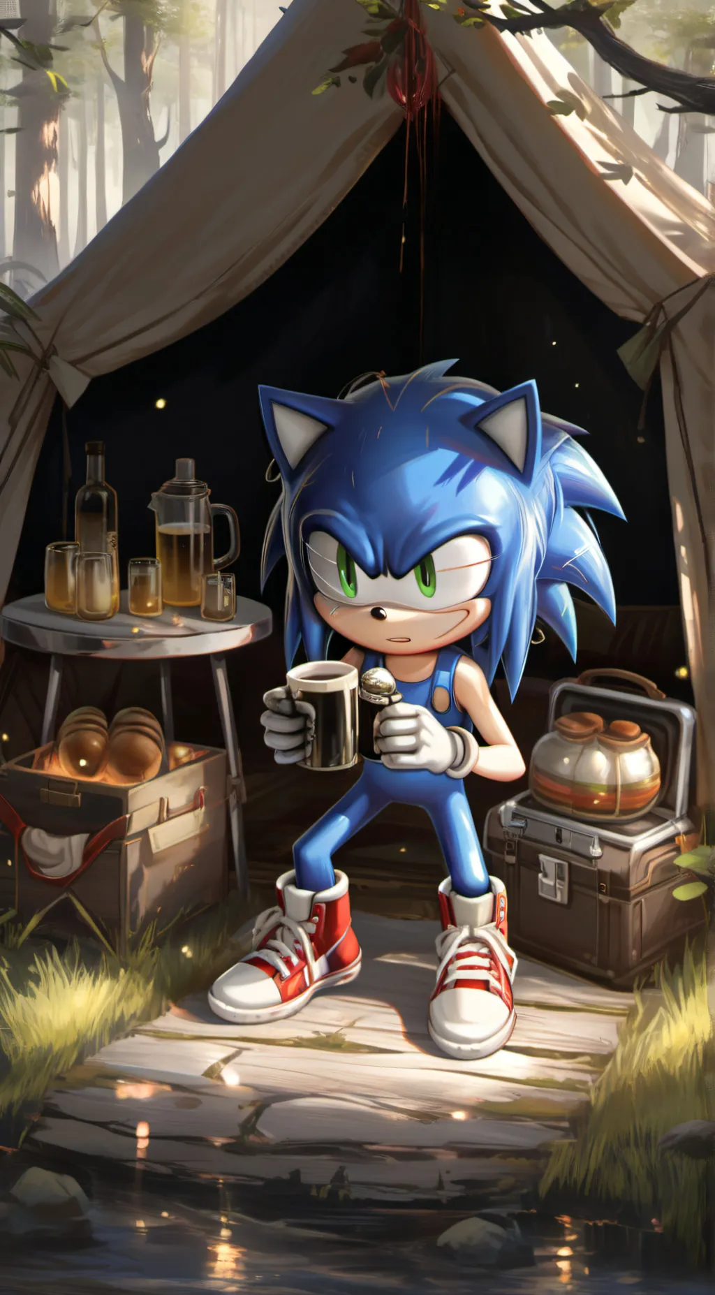 ai character: sonic x bendy camp background