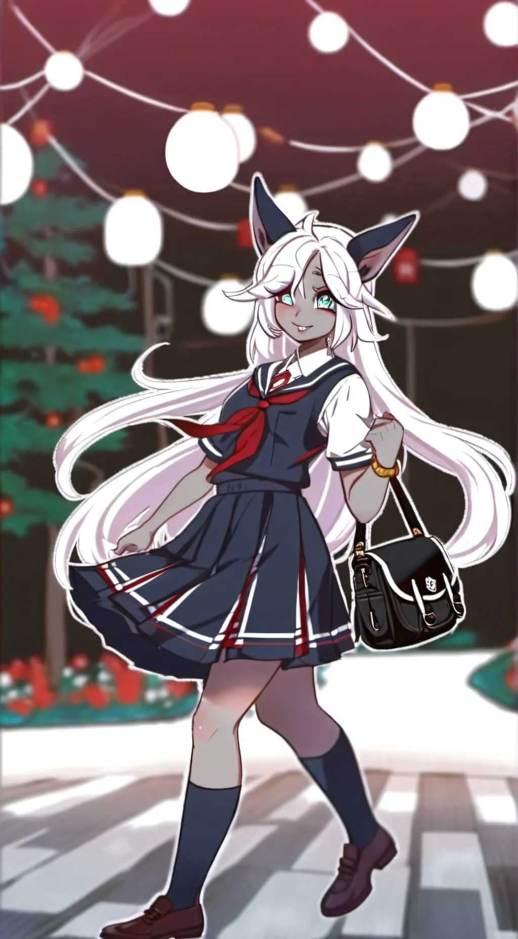 ai character: koromaru girl  background