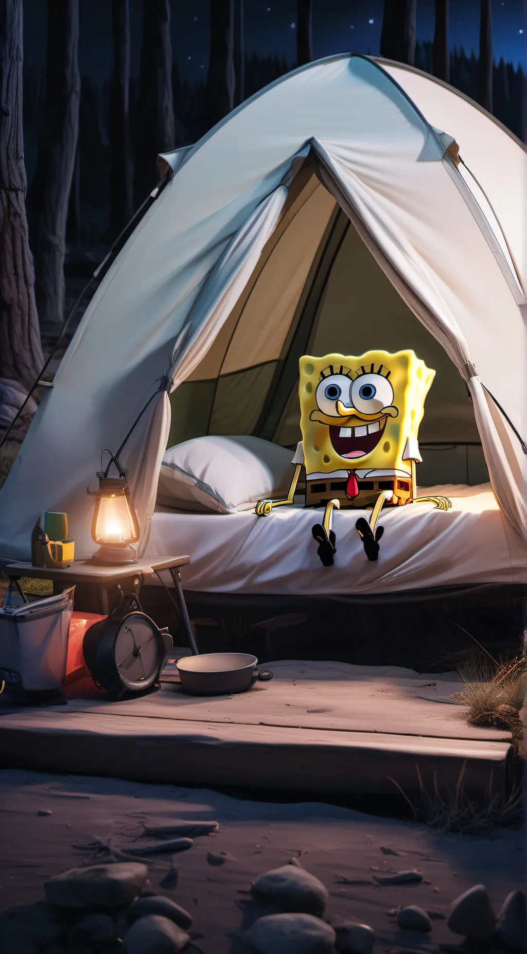 ai character: Spongebob plush background