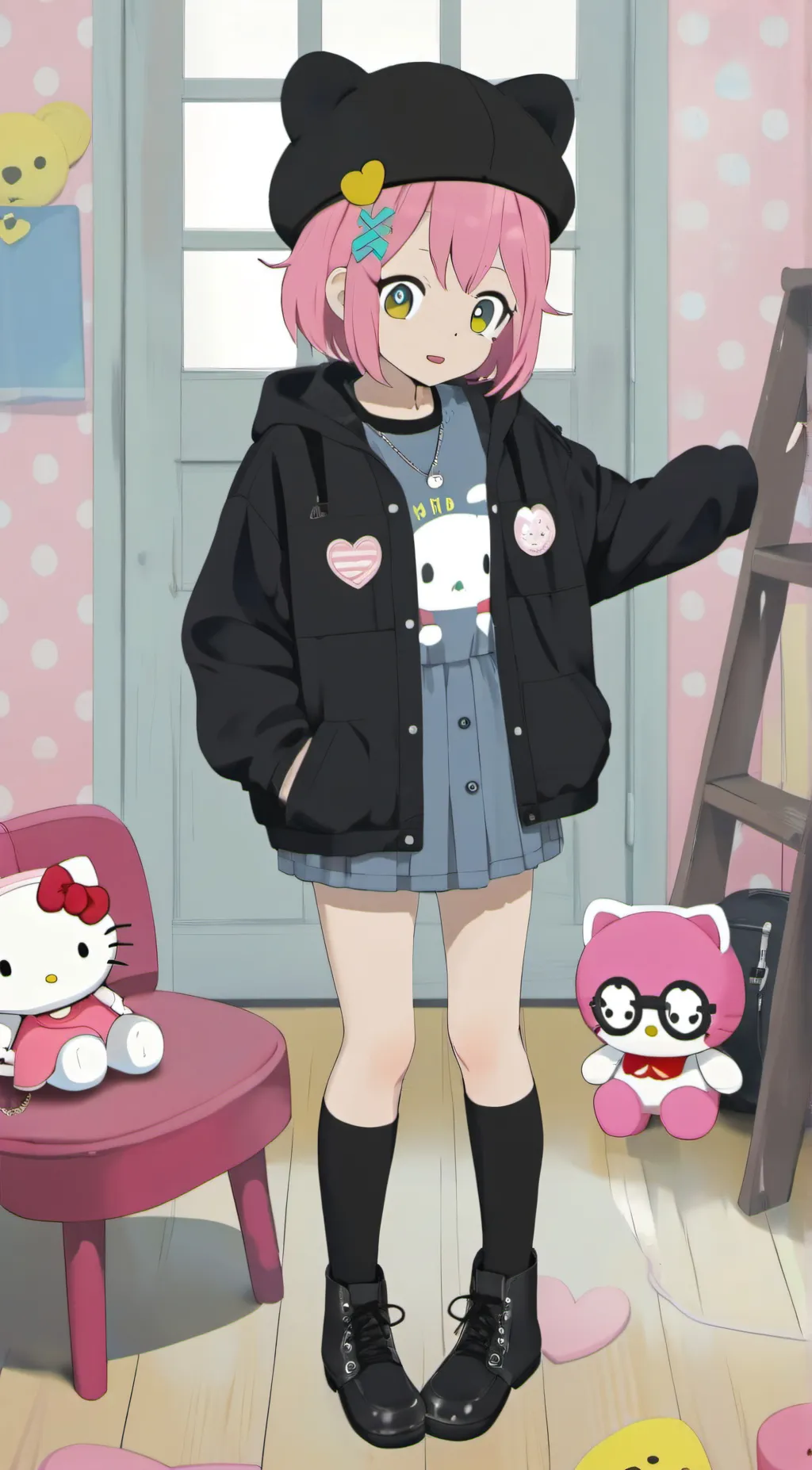 ai character: hello kitty fan background