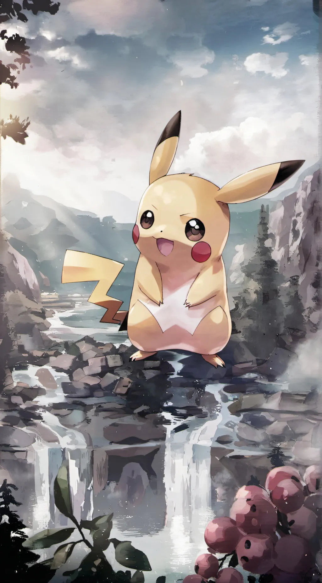 ai character: pikachua pika background