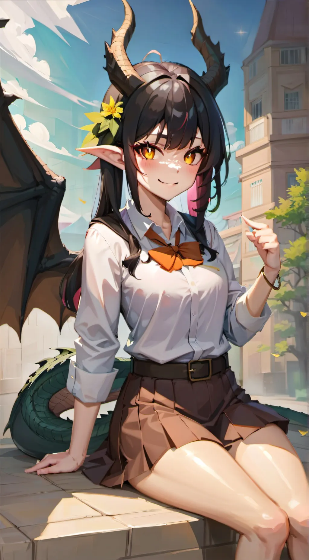 ai character: mha half dragon background