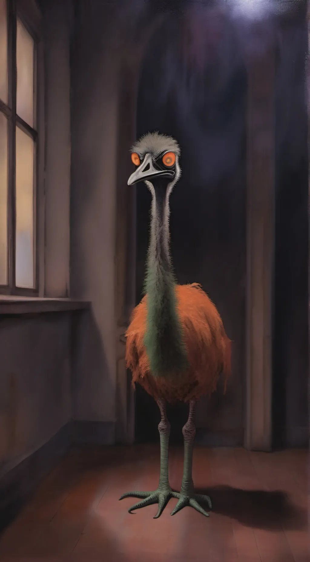 ai character: Ozzie ostrich background