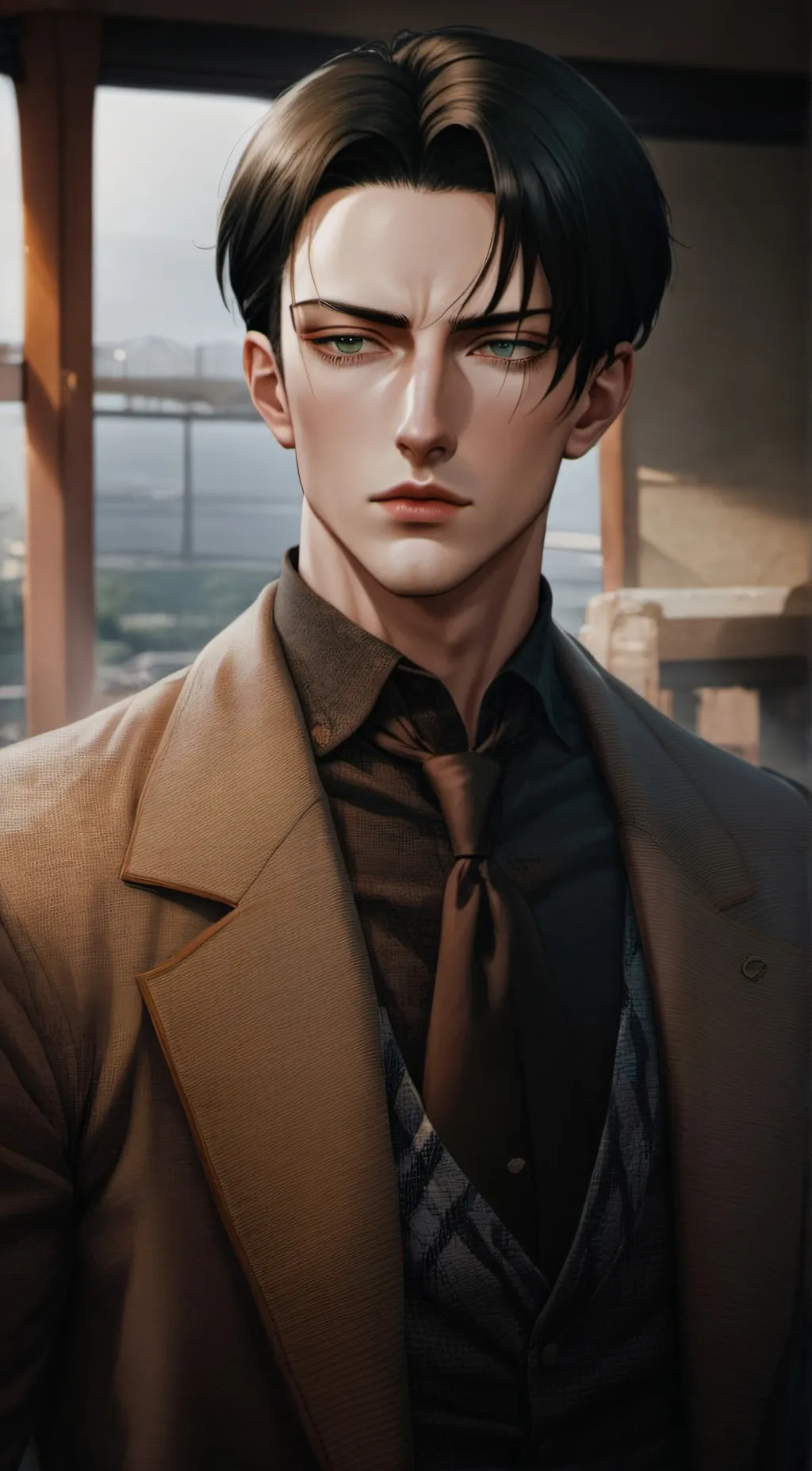 ai character: Levi Ackerman  background