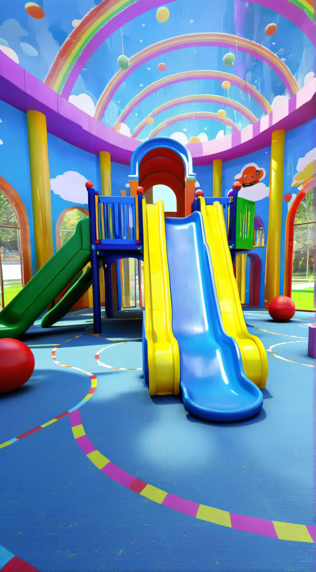 ai character: Indoor playground background