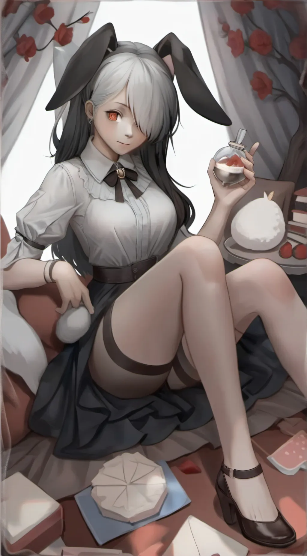 ai character: cute bonnie girl background