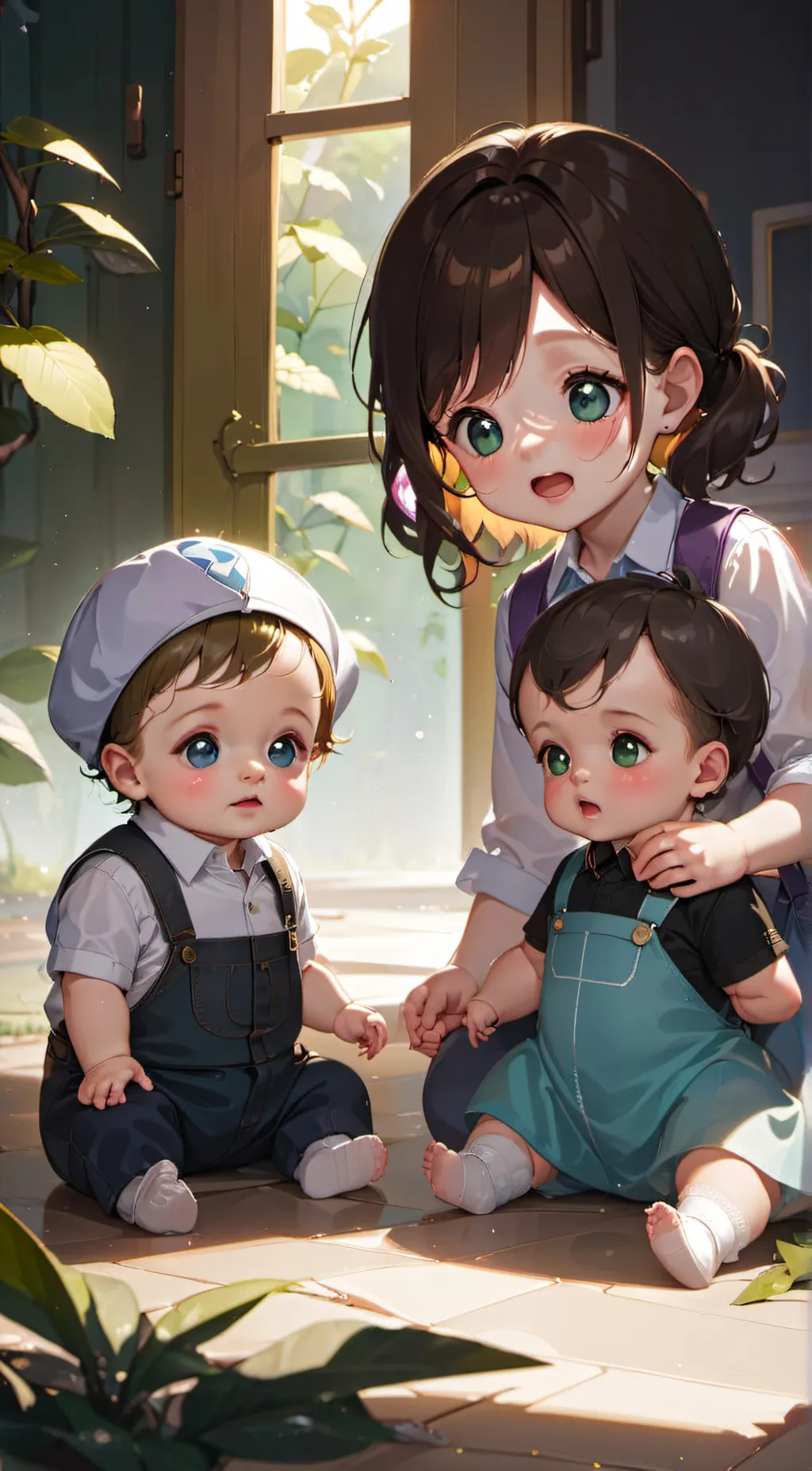 ai character: Ave and the babies background
