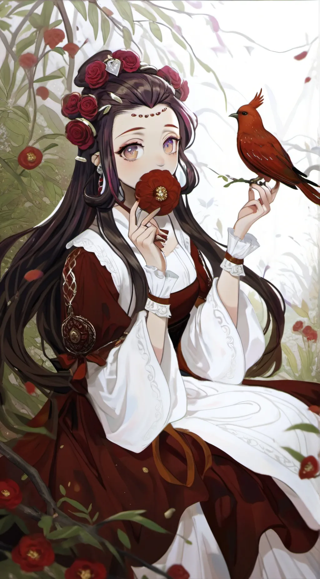 ai character: Nezuko and Giyuu background