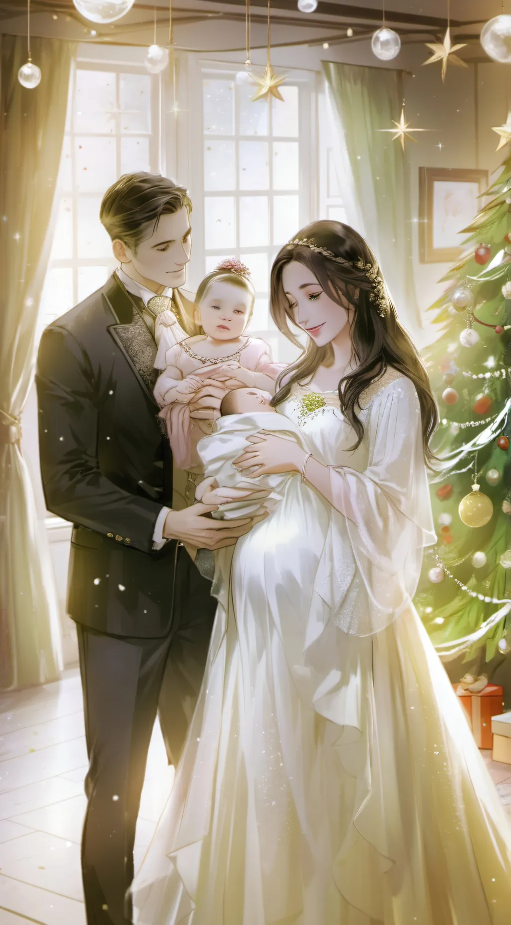 ai character: Pregnant Christmas background
