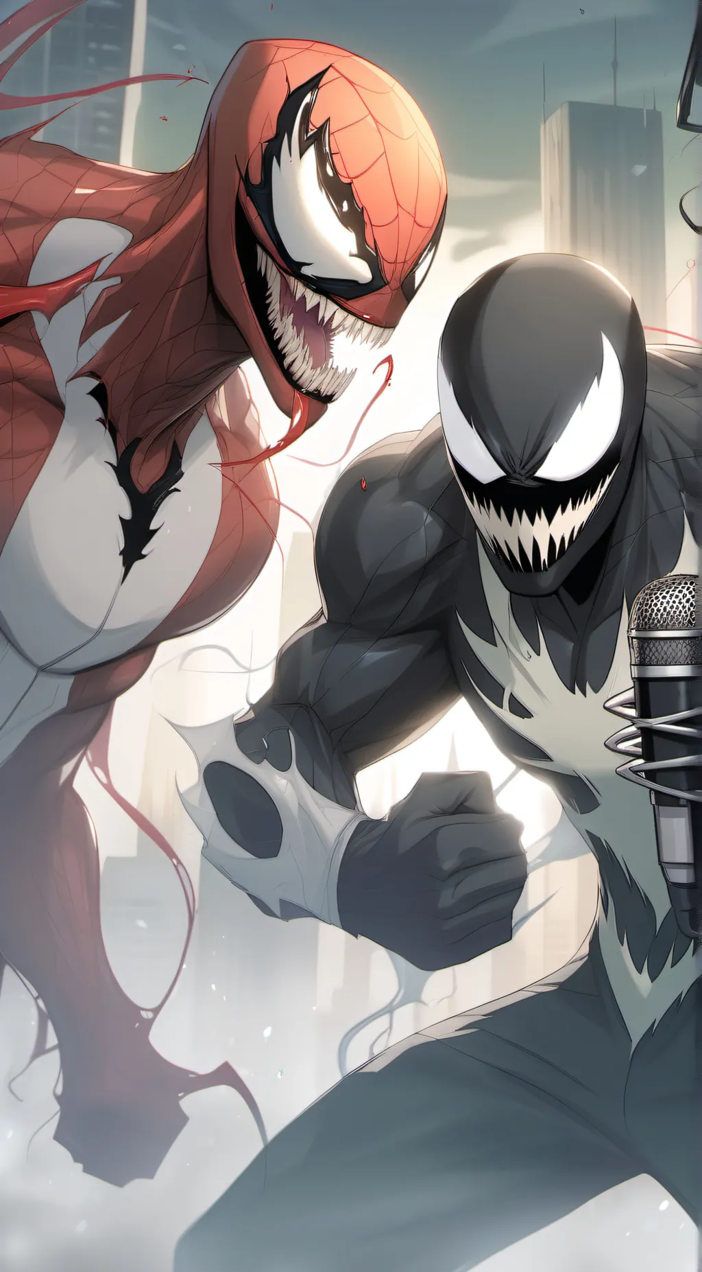 ai character: Venom VS carnage background