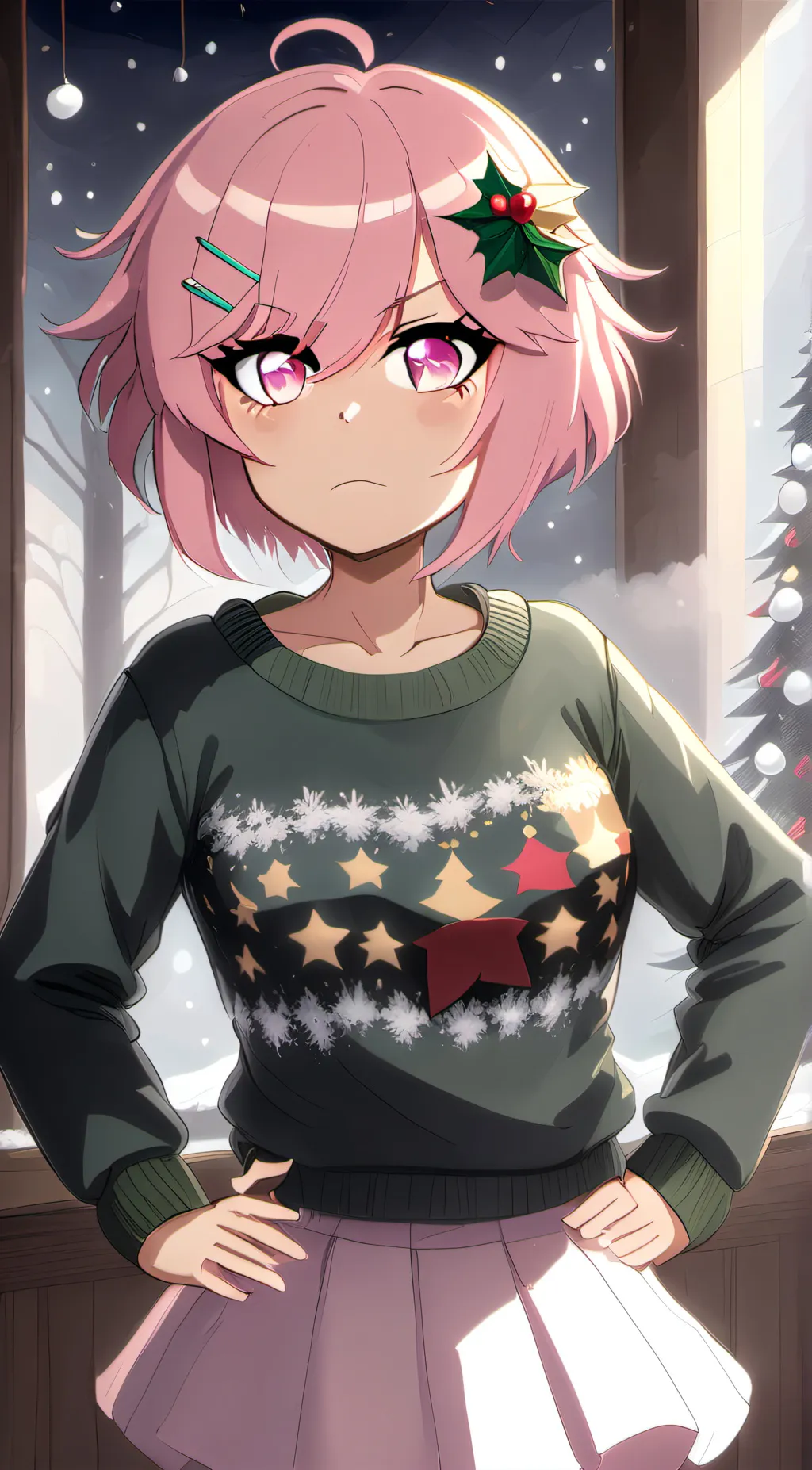 ai character: natsuki christmas background