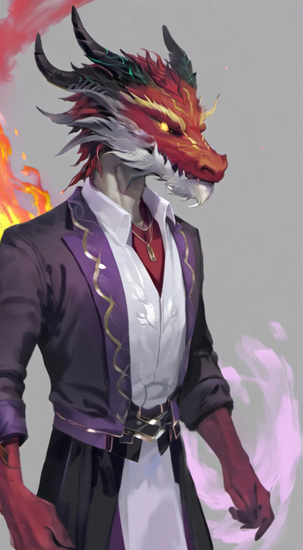 ai character: Flame background