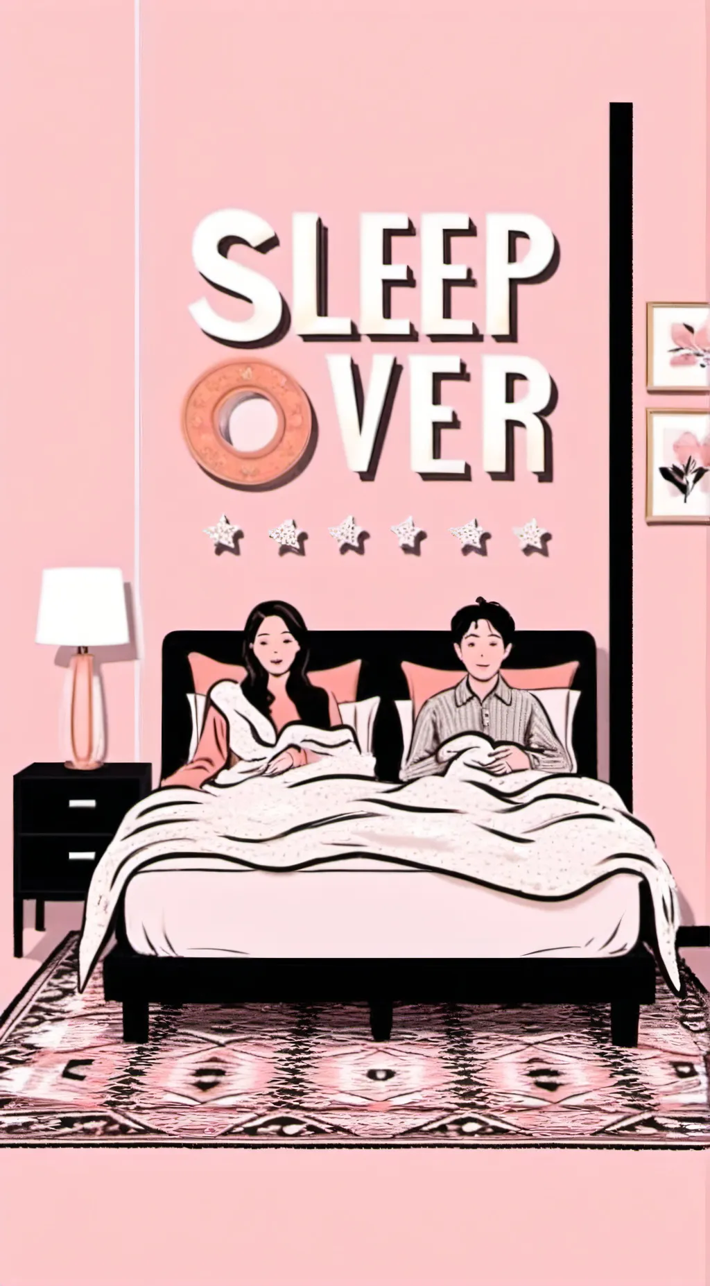 ai character: girl sleep over background