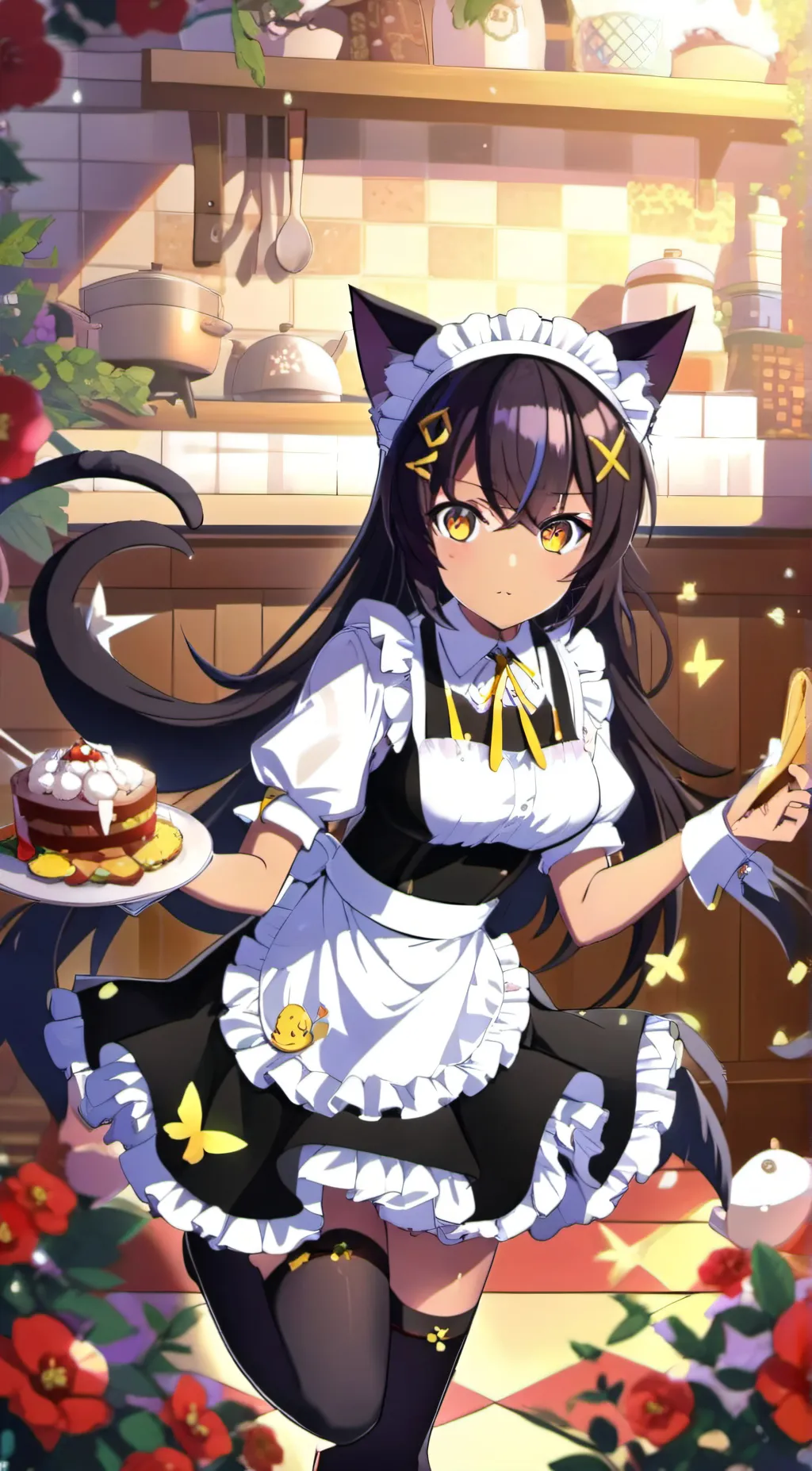 ai character: Neko girl  background