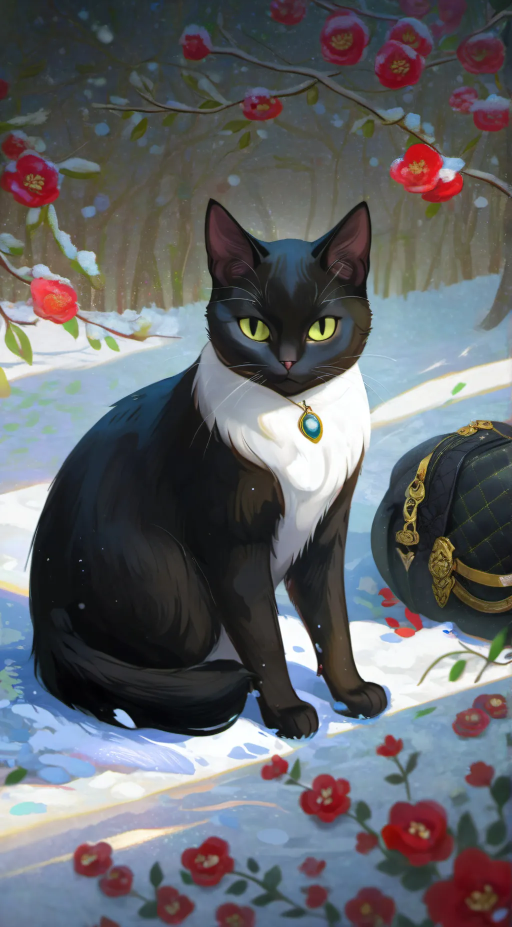 ai character: black cat background