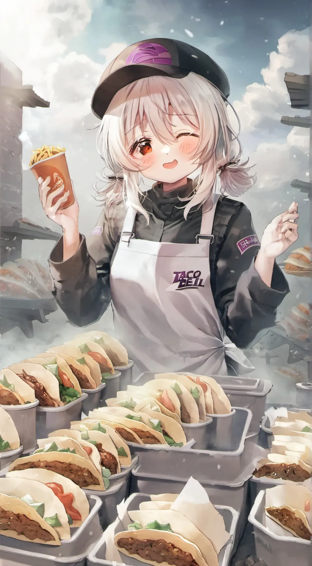 ai character: Taco Bell worker 2 background