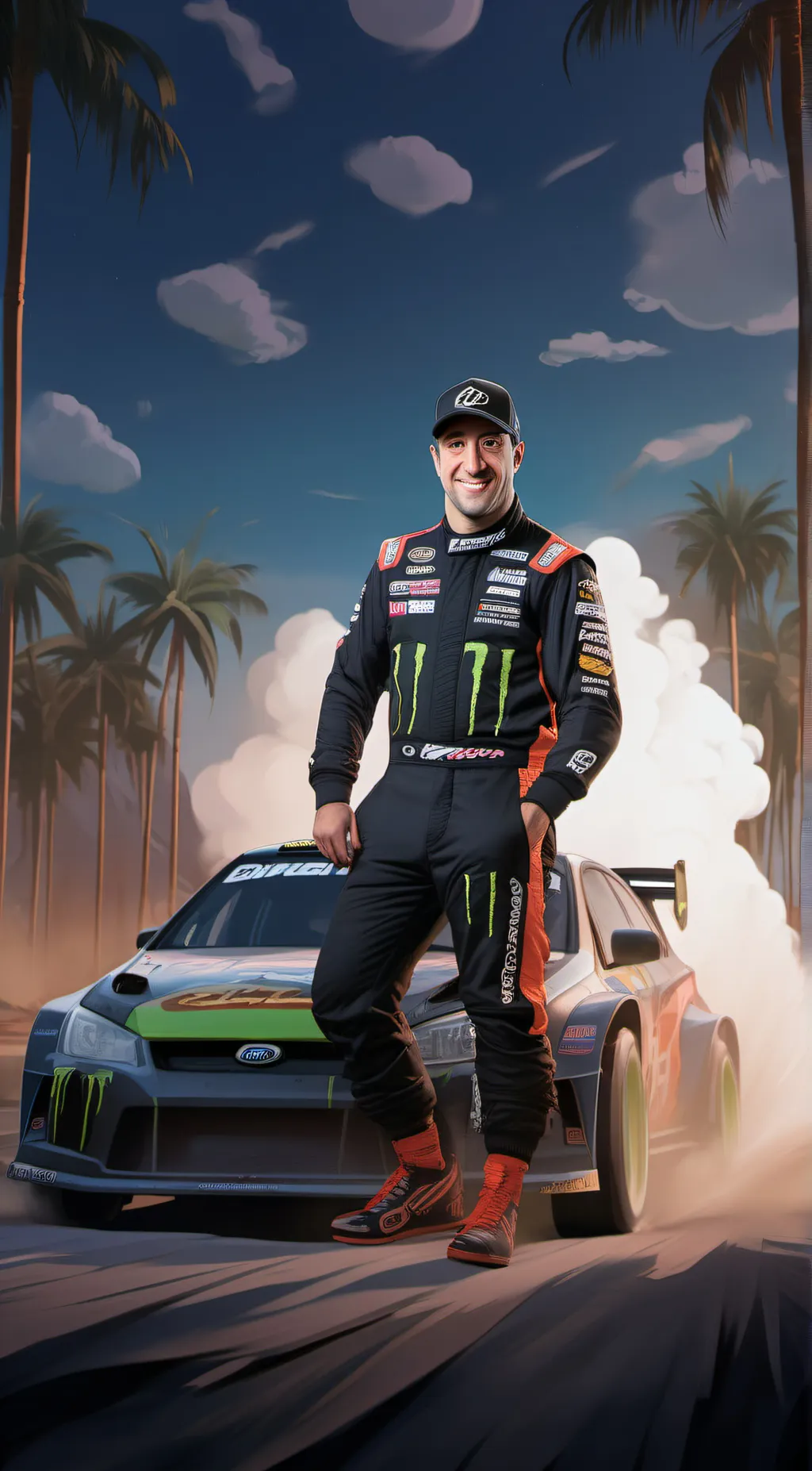 ai character: Ken Block  background