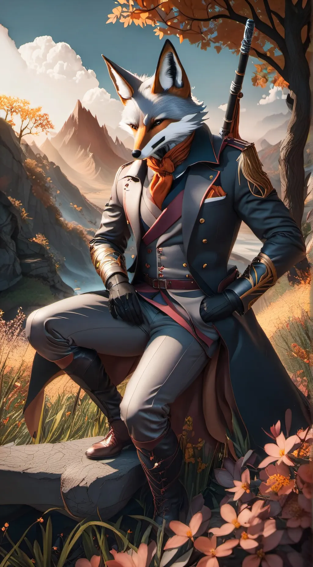 ai character: frownyfox background