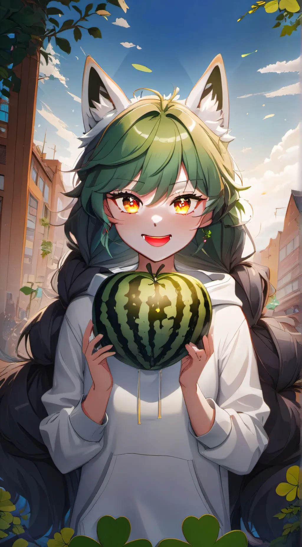 ai character: Watermelon background